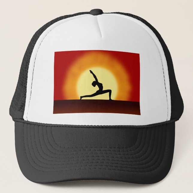 Yoga Pose Woman Pose Silhouette Sunrise Hats (Front)