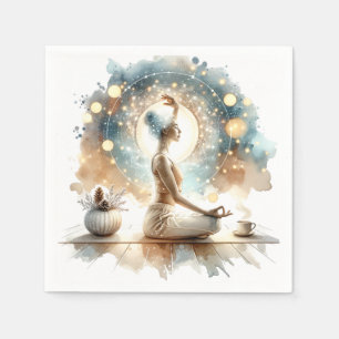 Yoga pose woman seated brown calm napkin