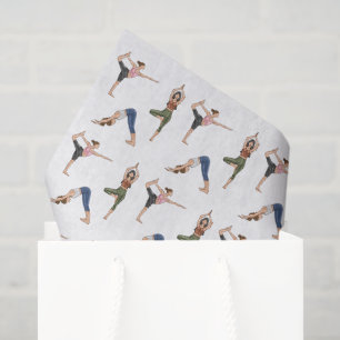 Yoga Pose Women Workout Wellness Pattern Tissue Paper