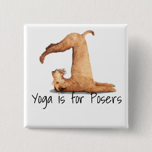 Yoga Poser Funny Dog 15 Cm Square Badge