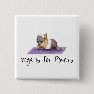 Yoga Posers Funny Guinea Pig 15 Cm Square Badge