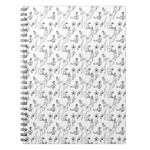 Yoga poses black and white pattern notebook