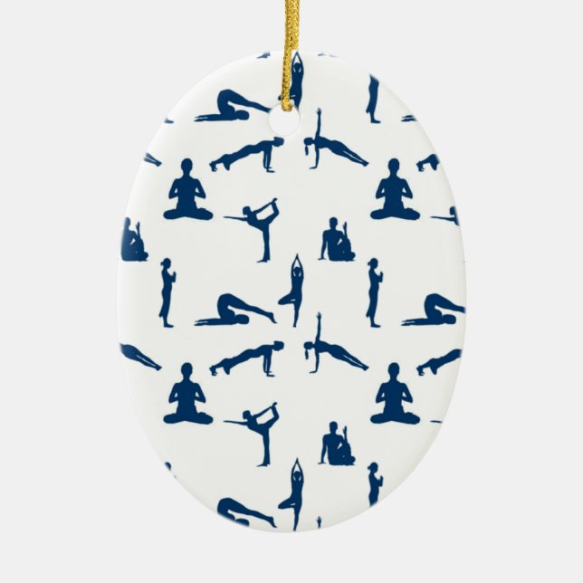 Yoga Poses Ceramic Tree Decoration (Front)