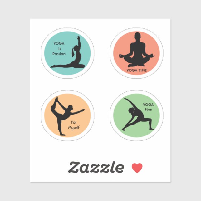 Yoga Poses, Custom-Cut Vinyl Sticker (Sheet)