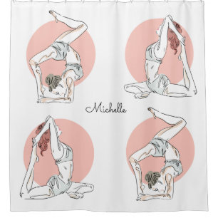 Yoga Poses custom name shower curtain