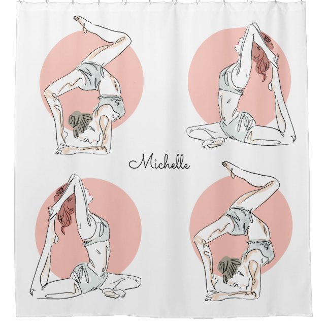 Yoga Poses custom name shower curtain (Front)