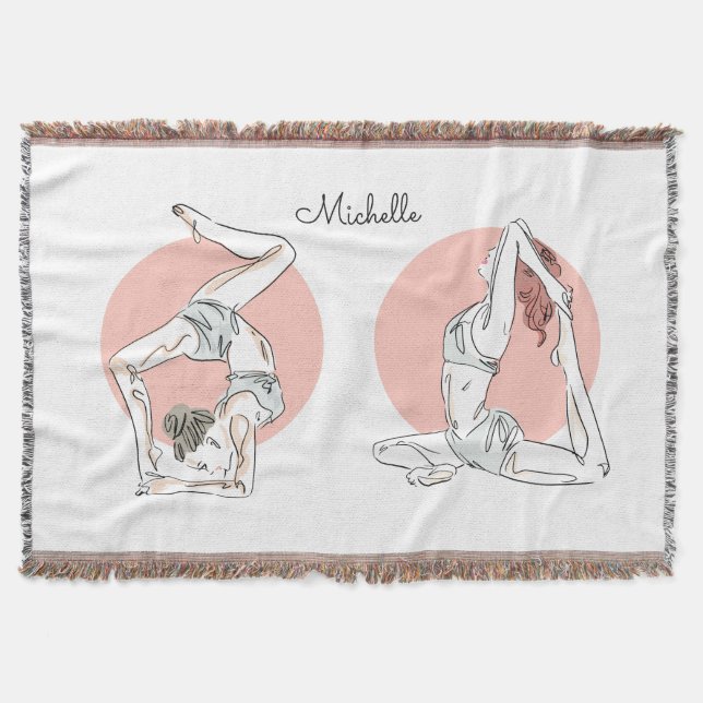 Yoga Poses custom name throw blanket (Front)