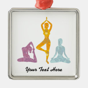 Yoga Poses (customisable) Metal Ornament