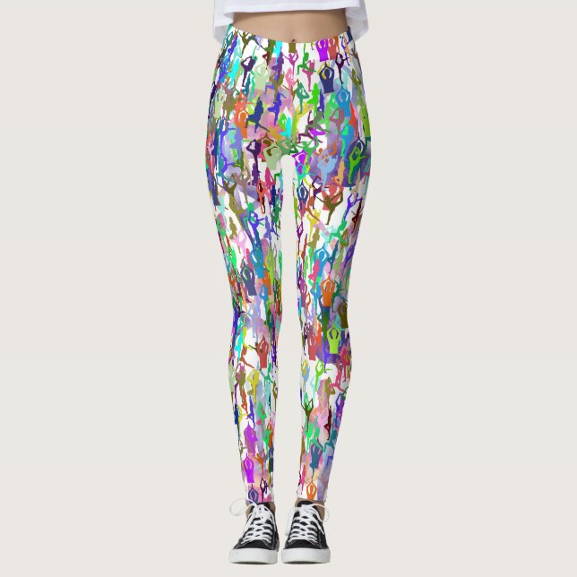 Yoga Poses Design Leggings (Front)
