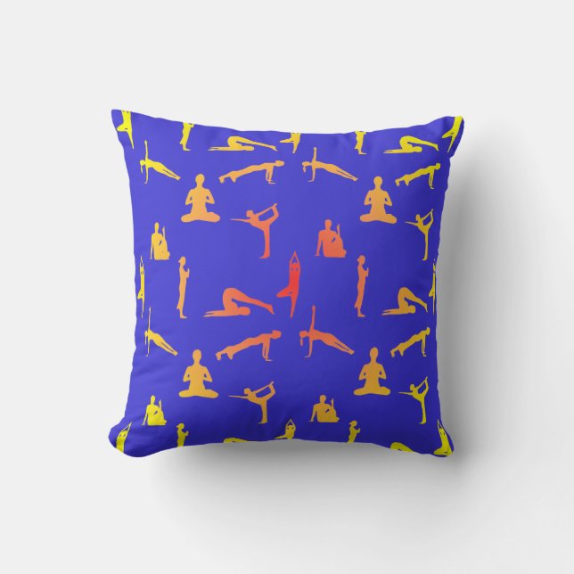 Yoga Poses In Gradient Colours Cushion (Front)