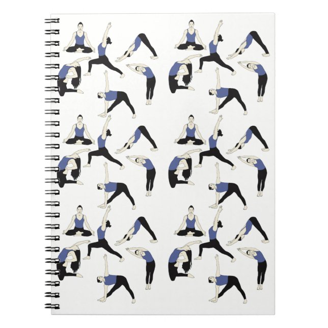 Yoga Poses Notebook in Blue - for clear thoughts & (Front)