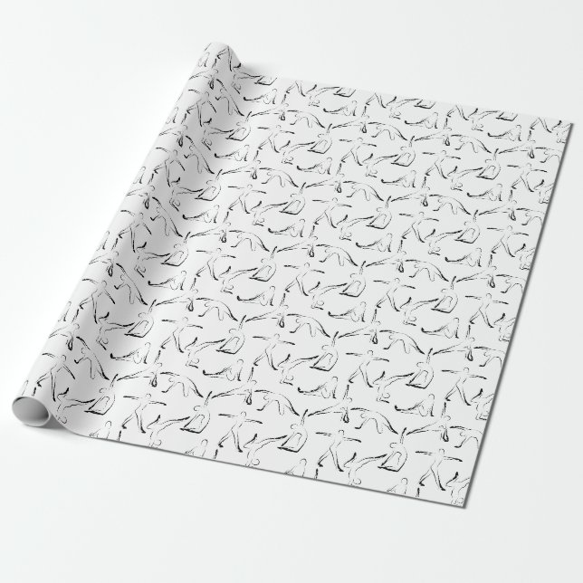 Yoga poses pattern wrapping paper (Unrolled)