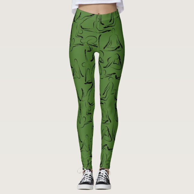 Yoga poses pattern | Yoga seamless pattern 10 Leggings (Front)