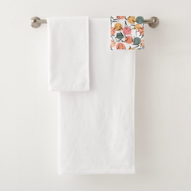 Yoga poses pattern | Yoga seamless pattern 13 Bath Towel Set (Insitu)