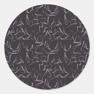 Yoga poses pattern Yoga seamless pattern 15 Classic Round Sticker