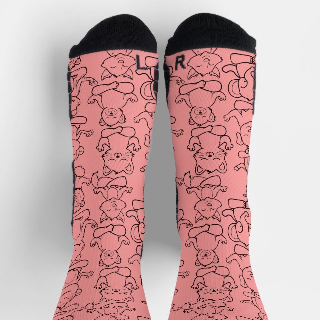 Yoga poses pattern | Yoga seamless pattern 17 Post Socks (Top)
