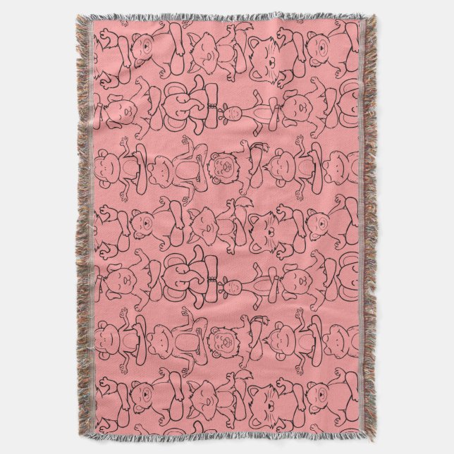 Yoga poses pattern | Yoga seamless pattern 17 Throw Blanket (Front Vertical)