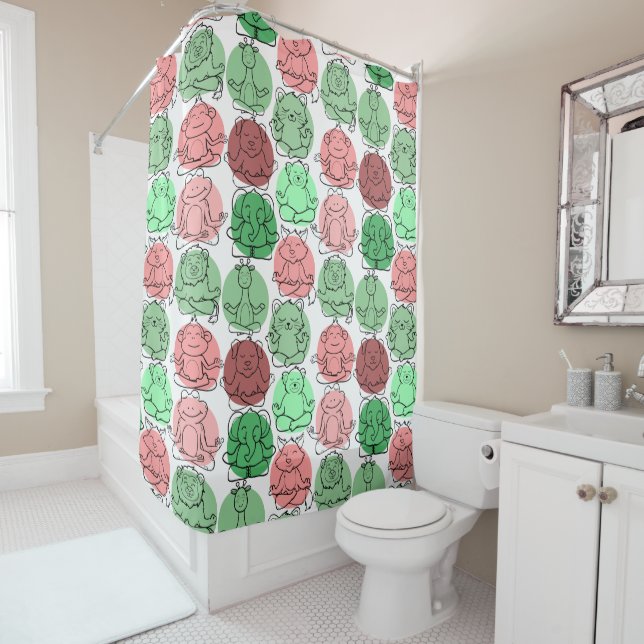 Yoga poses pattern | Yoga seamless pattern 18 Shower Curtain (In Situ)