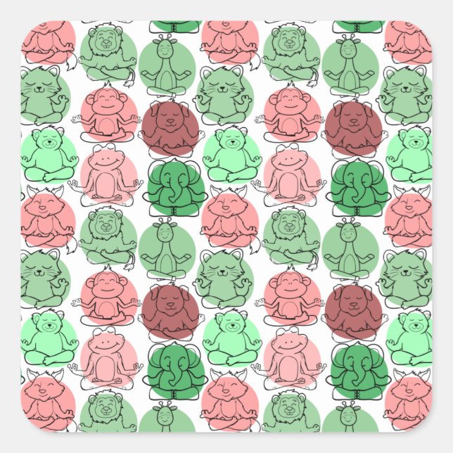 Yoga poses pattern | Yoga seamless pattern 18 Square Sticker (Front)