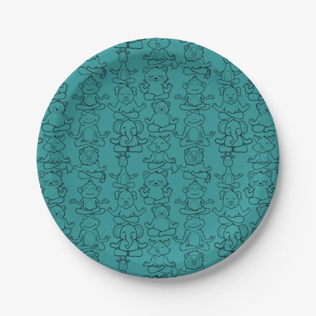 Yoga poses pattern | Yoga seamless pattern 21 Paper Plate (Front)