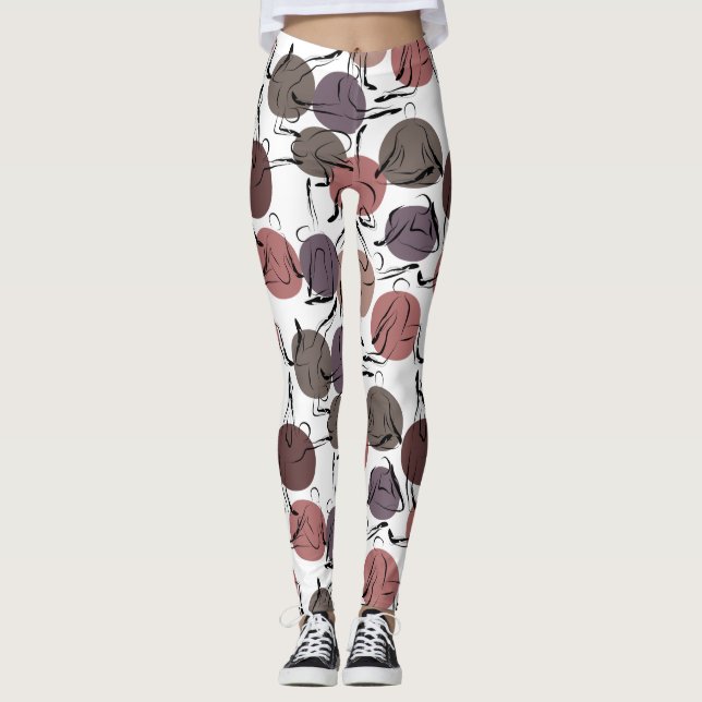 Yoga poses pattern | Yoga seamless pattern 22 Leggings (Front)