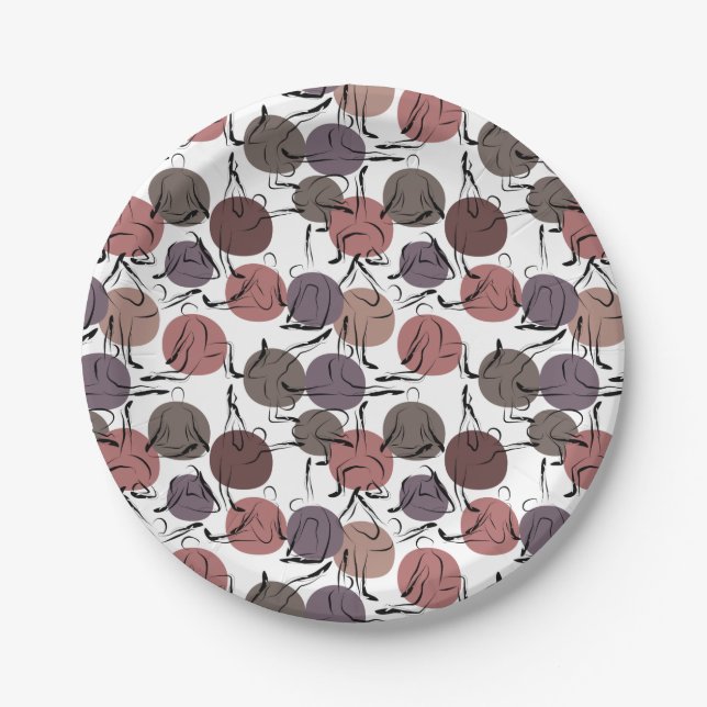 Yoga poses pattern | Yoga seamless pattern 22 Paper Plate (Front)