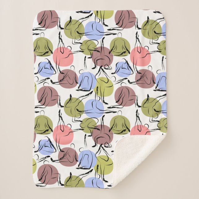 Yoga poses pattern | Yoga seamless pattern 25 Sherpa Blanket (Front)