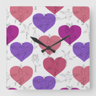 Yoga poses pattern Yoga seamless pattern 2 Square Wall Clock