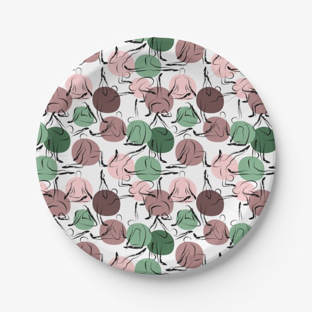 Yoga poses pattern | Yoga seamless pattern 33 Paper Plate (Front)