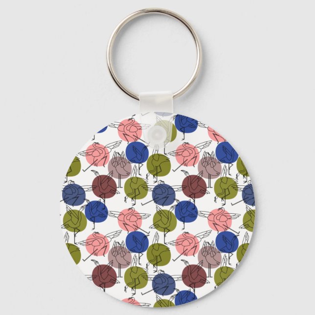 Yoga poses pattern | Yoga seamless pattern 34 Key Ring (Front)
