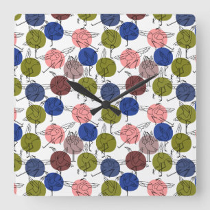 Yoga poses pattern   Yoga seamless pattern 34 Square Wall Clock