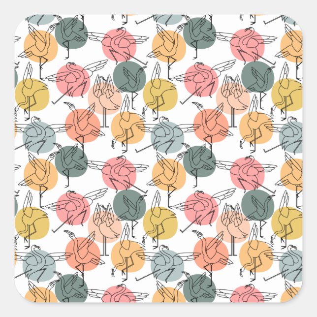 Yoga poses pattern | Yoga seamless pattern 37 Square Sticker (Front)