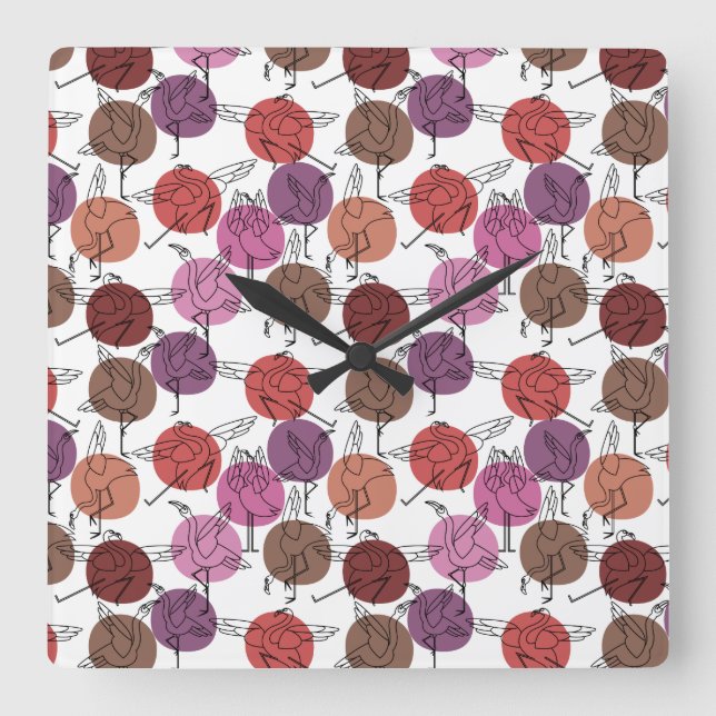 Yoga poses pattern | Yoga seamless pattern 40 Square Wall Clock (Front)