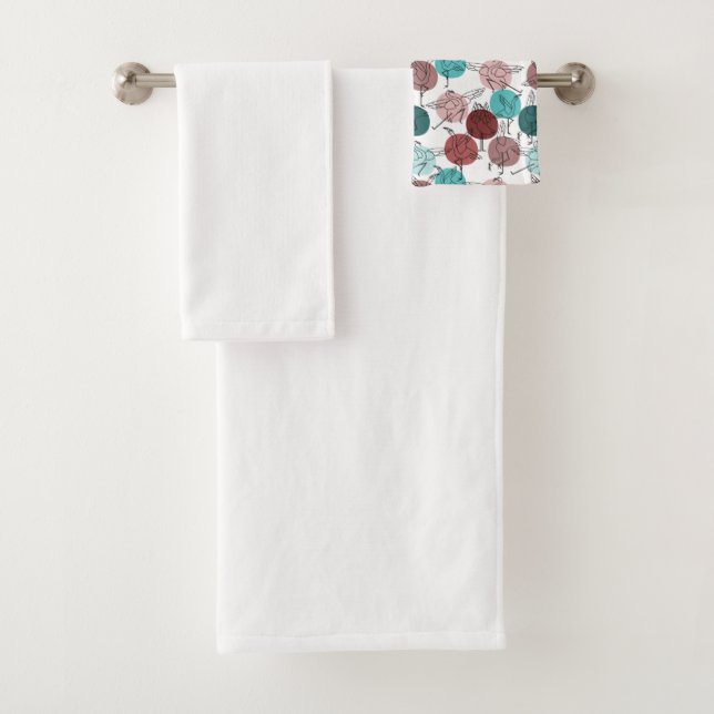 Yoga poses pattern | Yoga seamless pattern 41 Bath Towel Set (Insitu)