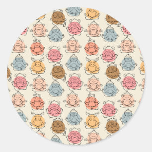 Yoga poses pattern   Yoga seamless pattern 42 Classic Round Sticker