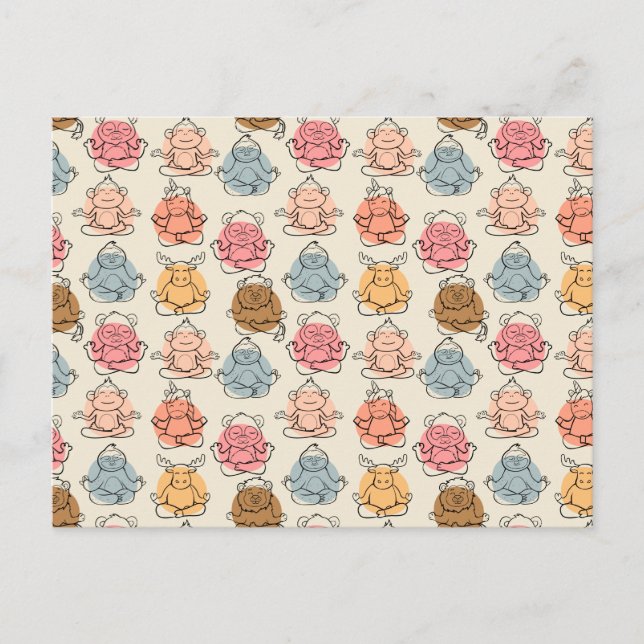 Yoga poses pattern | Yoga seamless pattern 42 Postcard (Front)