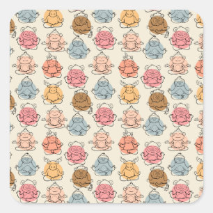 Yoga poses pattern Yoga seamless pattern 42 Square Sticker