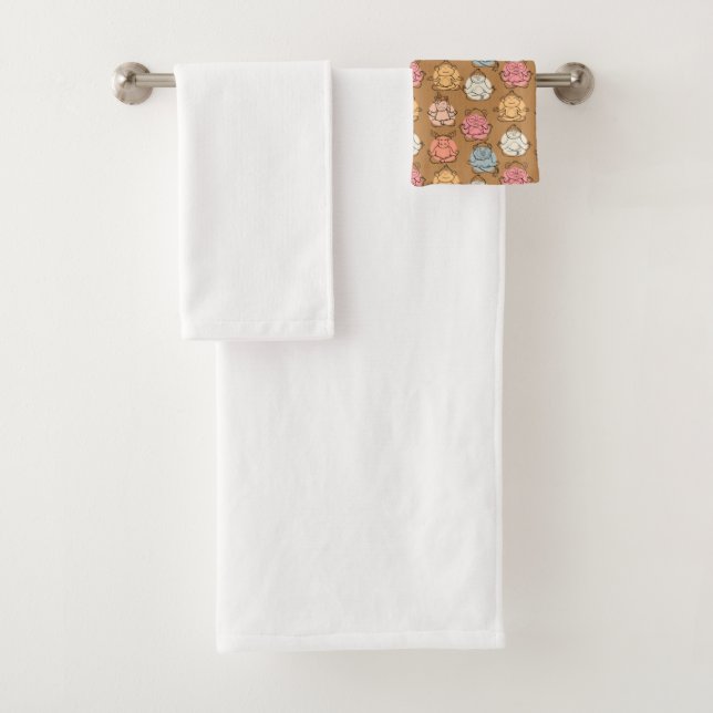 Yoga poses pattern | Yoga seamless pattern 43 Bath Towel Set (Insitu)