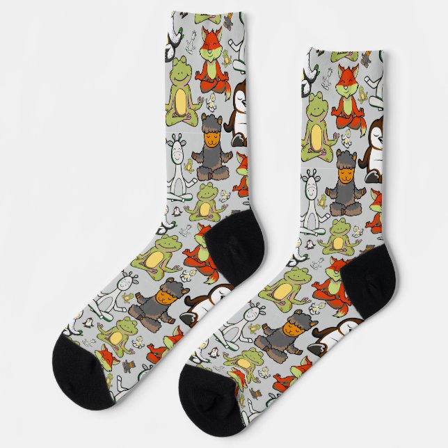 Yoga poses pattern | Yoga seamless pattern 44 Pape Socks (Left)