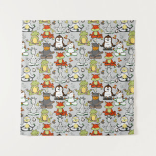 Yoga poses pattern   Yoga seamless pattern 44 Tapestry