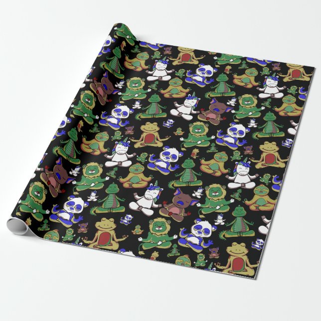 Yoga poses pattern | Yoga seamless pattern 45 Wrapping Paper (Unrolled)