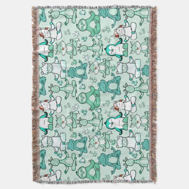 Yoga poses pattern | Yoga seamless pattern 47 Throw Blanket (Front Vertical)