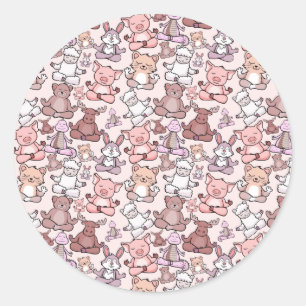 Yoga poses pattern Yoga seamless pattern 48 Classic Round Sticker