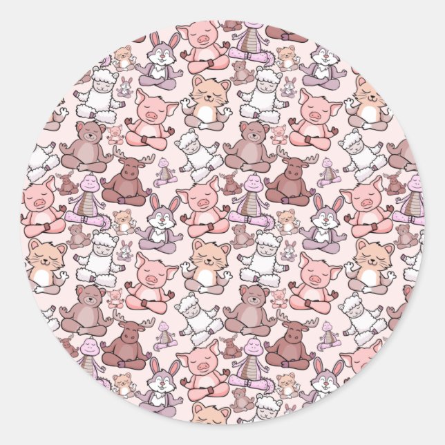 Yoga poses pattern | Yoga seamless pattern 48 Classic Round Sticker (Front)