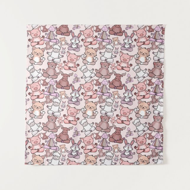 Yoga poses pattern | Yoga seamless pattern 48 Tapestry (Front)