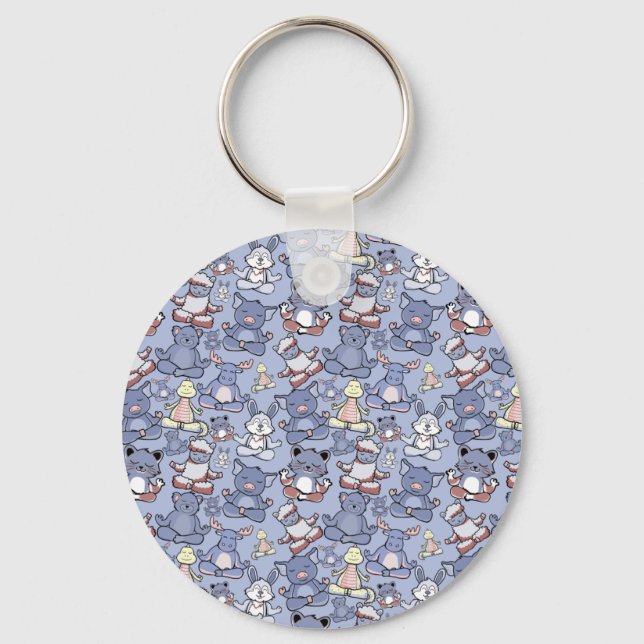 Yoga poses pattern | Yoga seamless pattern 49 Key Ring (Front)