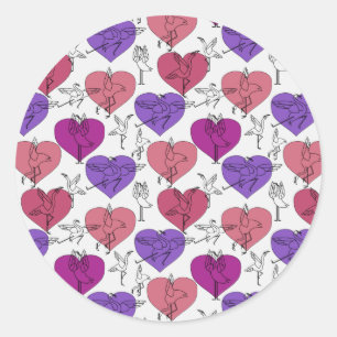 Yoga poses pattern Yoga seamless pattern 4 Classic Round Sticker