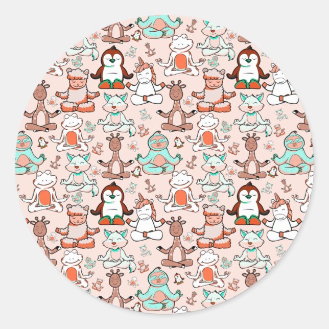 Yoga poses pattern | Yoga seamless pattern 51 Classic Round Sticker (Front)