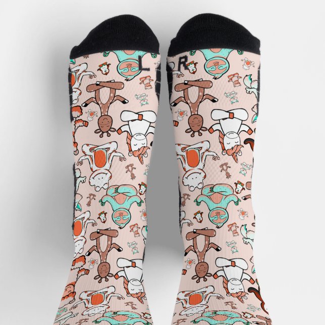 Yoga poses pattern | Yoga seamless pattern 51 iPad Socks (Top)