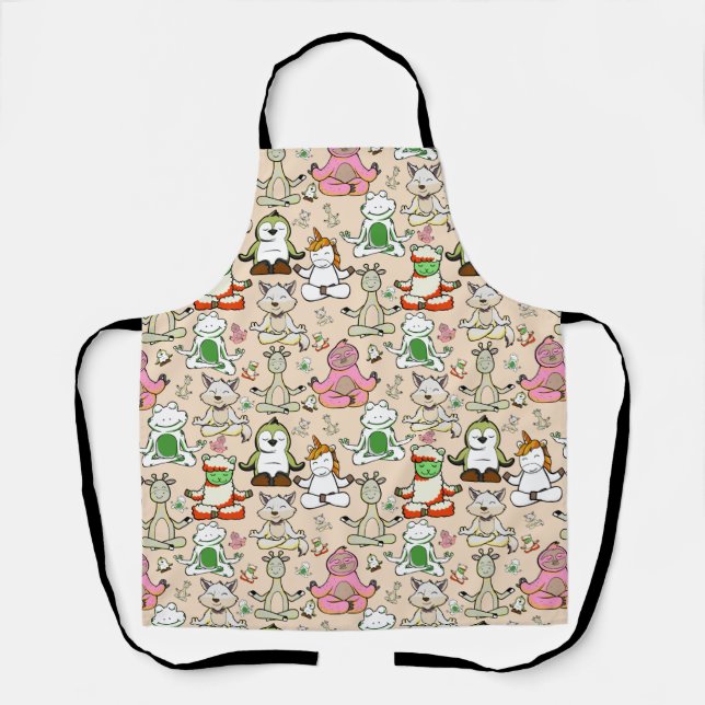 Yoga poses pattern | Yoga seamless pattern 52 Apron (Front)